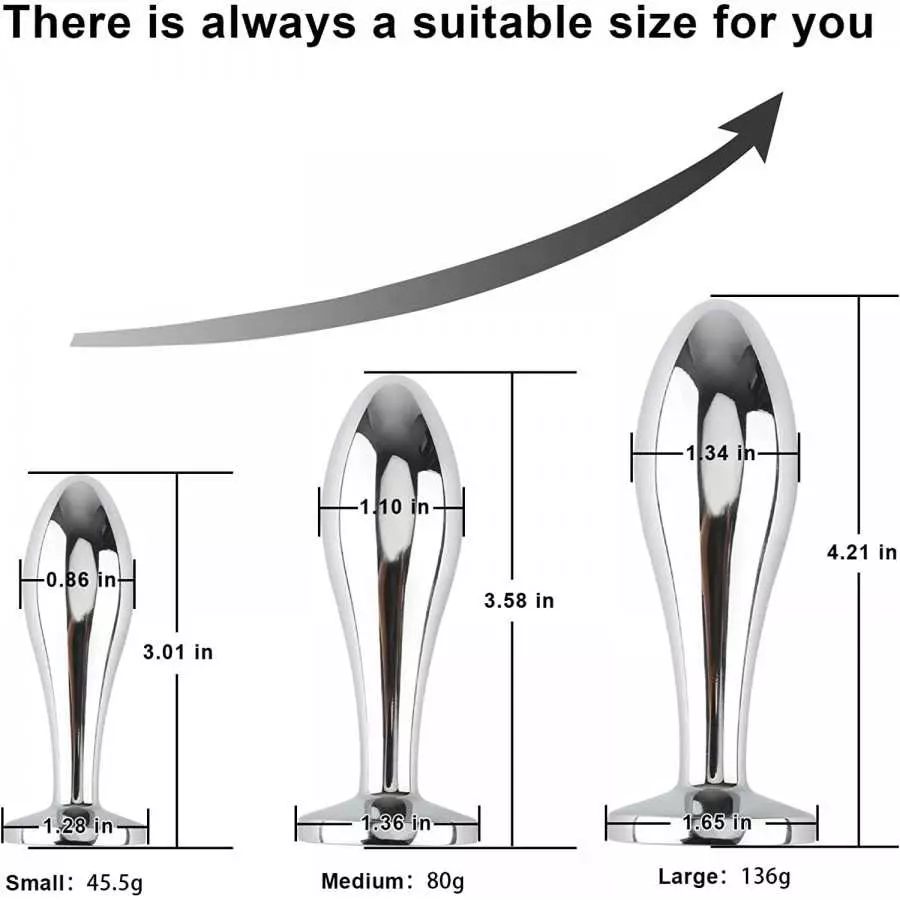 Anal Butt Plug, 3Pcs Set Safety Metal Anal Butt Plug Sex Toy with Crystal Diamond Beginner Anal Toy for Adult Unisex (Blue)