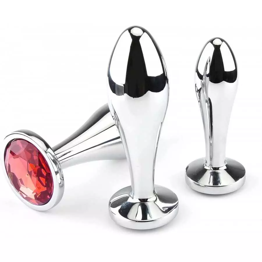 Anal Butt Plug, 3Pcs Set Safety Metal Anal Butt Plug Sex Toy with Crystal Diamond Beginner Anal Toy for Adult Unisex (Blue)