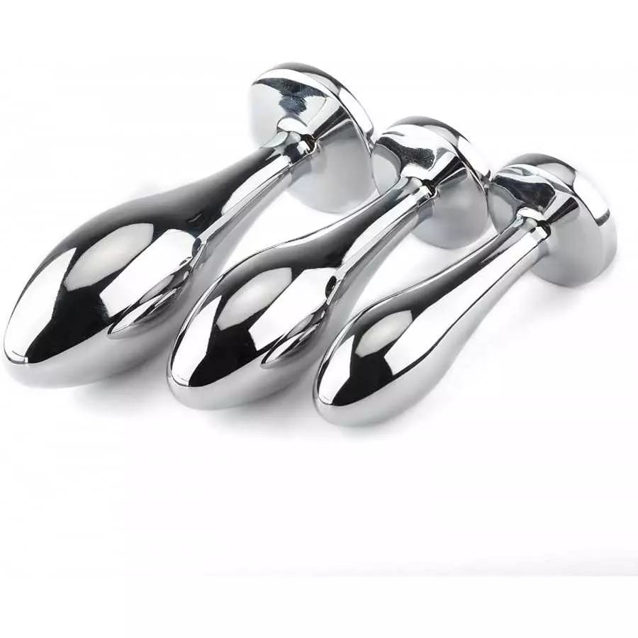 Anal Butt Plug, 3Pcs Set Safety Metal Anal Butt Plug Sex Toy with Crystal Diamond Beginner Anal Toy for Adult Unisex (Blue)