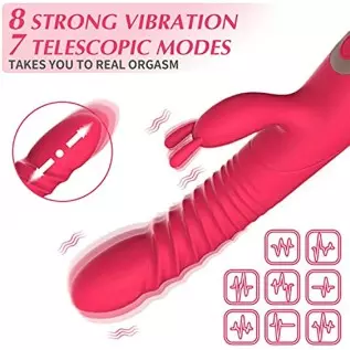 Rabbit Rose Toy Vibrator for Women - Bunny Ears for Clitoris G spot Stimulation,Waterproof Dildo Vibrator with 7 Powerful Vibrat