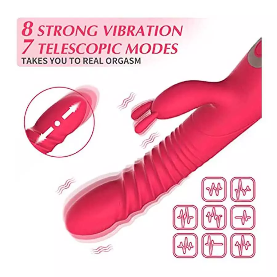 Rabbit Rose Toy Vibrator for Women - Bunny Ears for Clitoris G spot Stimulation,Waterproof Dildo Vibrator with 7 Powerful Vibrat
