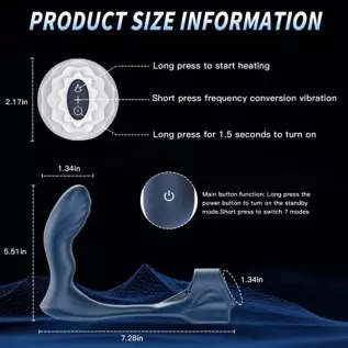 Anal Toy Prostate Massager Vibrator with Penis Ring, 7 Vibration Modes and Heating, Silicone Butt Plug Remote Control,Waterproof