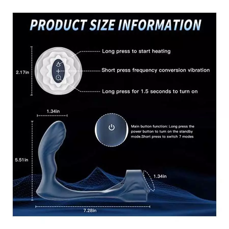 Anal Toy Prostate Massager Vibrator with Penis Ring, 7 Vibration Modes and Heating, Silicone Butt Plug Remote Control,Waterproof