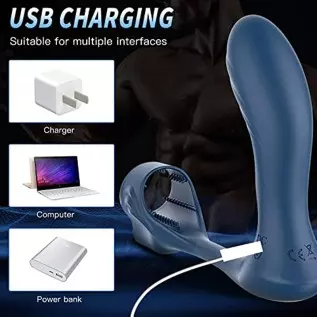 Anal Toy Prostate Massager Vibrator with Penis Ring, 7 Vibration Modes and Heating, Silicone Butt Plug Remote Control,Waterproof