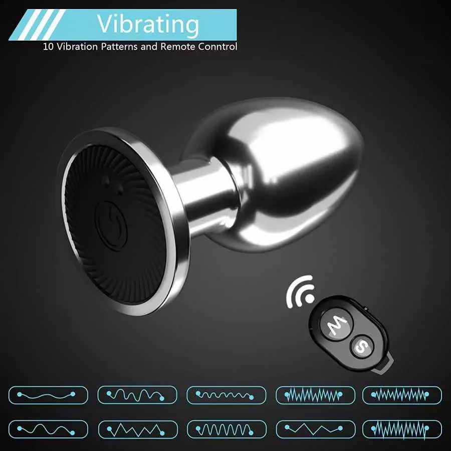 Vibrating Butt Plug Rechargeable Vibrating Anal Plug Prostate Massager with 10 Modes Stainless Steel Butt Plug Fetish Bondage An