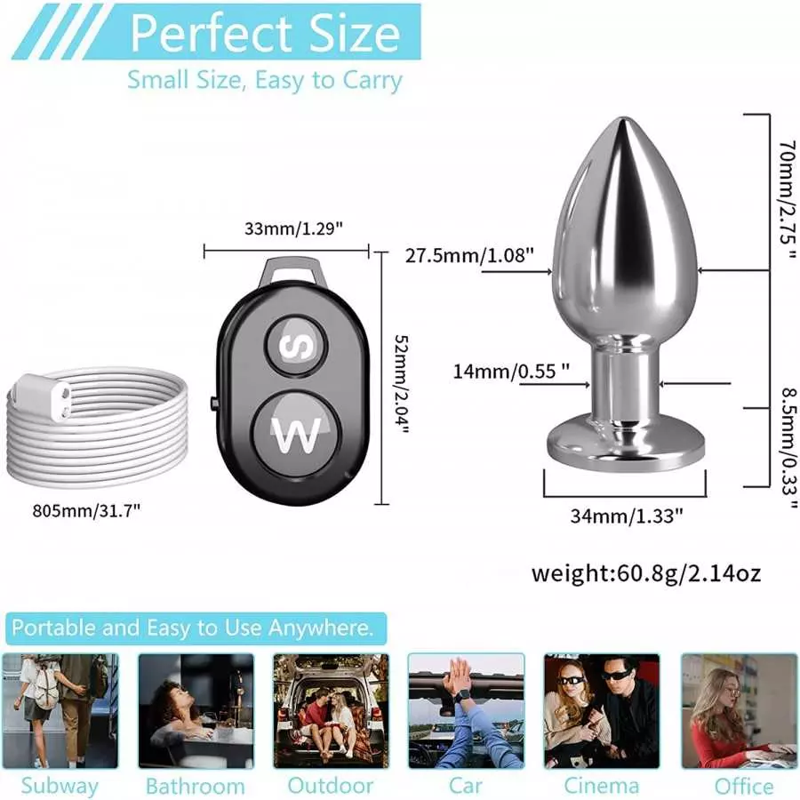 Vibrating Butt Plug Rechargeable Vibrating Anal Plug Prostate Massager with 10 Modes Stainless Steel Butt Plug Fetish Bondage An