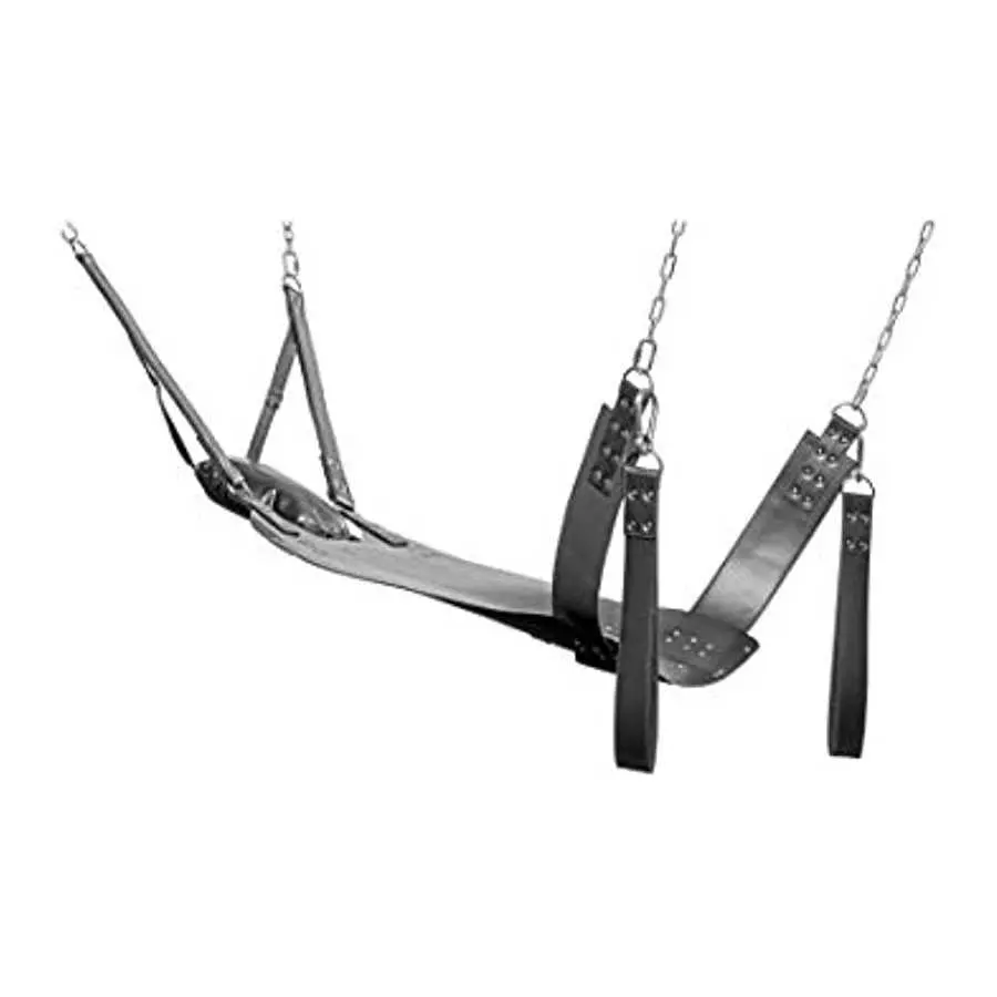 Master Series Leather Bondage Swing with Stirrups and Pillow