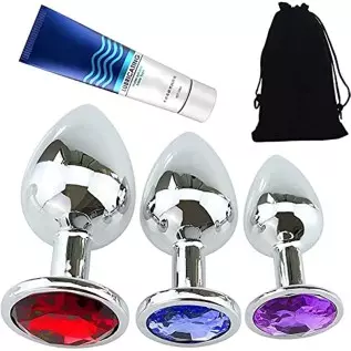 Stainless Steel Anal Butt Plugs Anal Trainer Toys, 3Pcs Anal Sex Toys Kit Personal Massager for Starter Beginner Men Women Coupl