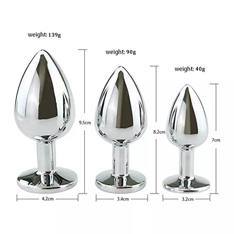 Stainless Steel Anal Butt Plugs Anal Trainer Toys, 3Pcs Anal Sex Toys Kit Personal Massager for Starter Beginner Men Women Coupl