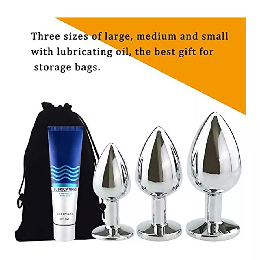 Stainless Steel Anal Butt Plugs Anal Trainer Toys, 3Pcs Anal Sex Toys Kit Personal Massager for Starter Beginner Men Women Coupl