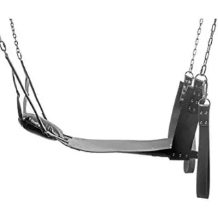 Master Series Leather Bondage Swing with Stirrups and Pillow Master Series Leather Bondage Swing with Stirrups and Pillow