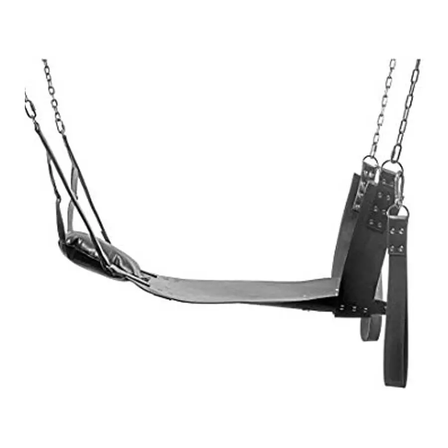 Master Series Leather Bondage Swing with Stirrups and Pillow