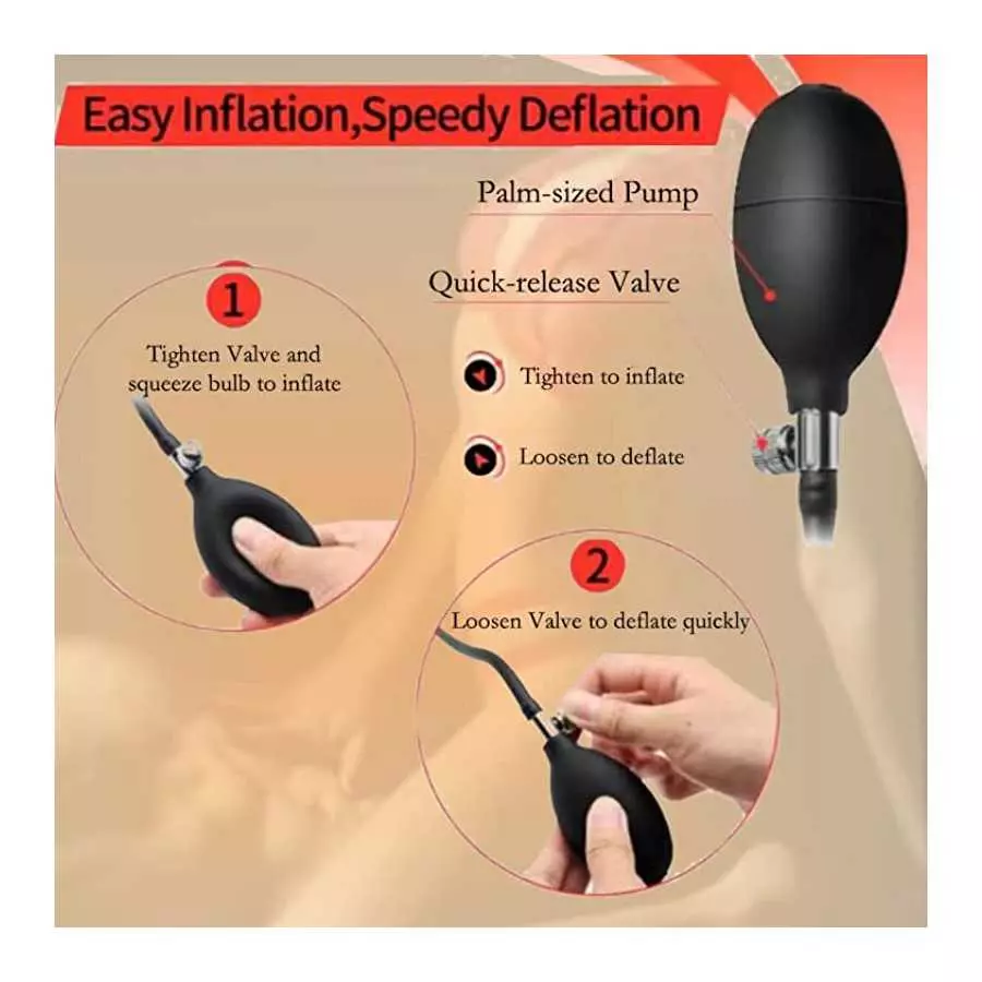Inflatable Silicone Anal Plug, Hip Expansion Trainer Waterproof SM Anus Sex Toy Rear Door Stimulator, for Beginners and Advanced