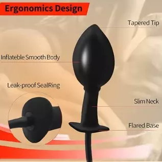 Inflatable Silicone Anal Plug, Hip Expansion Trainer Waterproof SM Anus Sex Toy Rear Door Stimulator, for Beginners and Advanced