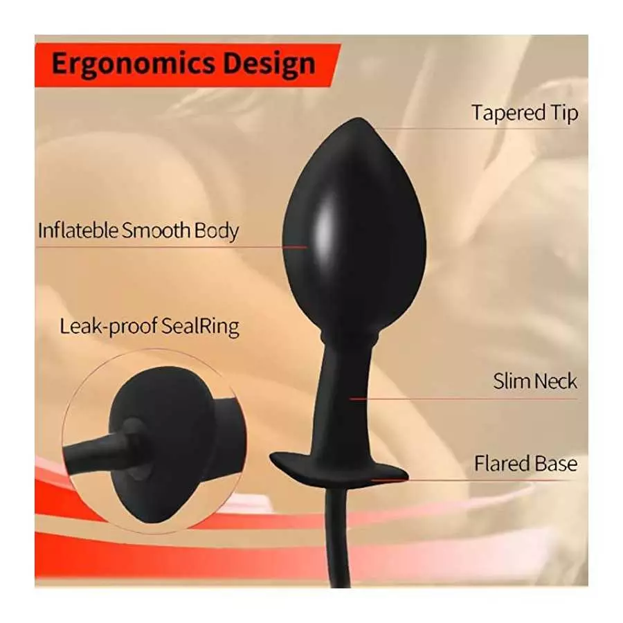 Inflatable Silicone Anal Plug, Hip Expansion Trainer Waterproof SM Anus Sex Toy Rear Door Stimulator, for Beginners and Advanced