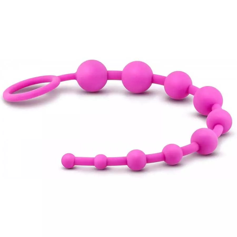 Blush Luxe Silicone 10 Beads - Silky Smooth Ultrasilk - Puria Platinum Silicone - Beginners Anal Beads -12.5" Long with Sturdy P