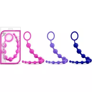 Blush Luxe Silicone 10 Beads - Silky Smooth Ultrasilk - Puria Platinum Silicone - Beginners Anal Beads -12.5" Long with Sturdy P