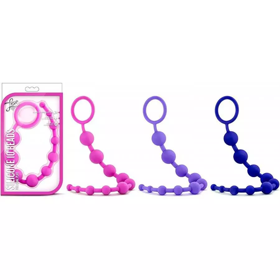 Blush Luxe Silicone 10 Beads - Silky Smooth Ultrasilk - Puria Platinum Silicone - Beginners Anal Beads -12.5" Long with Sturdy P