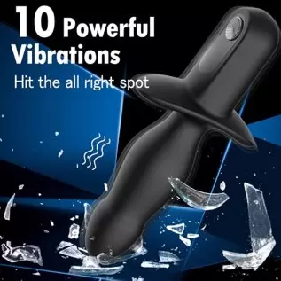 Vibrating Anal Plug with Anal Beads - Butt Plug Sex Toy with Safety Handle for Male Prostate Massager, 10 Powerful Vibration Sof Vibrating Anal Plug with Anal Beads - Butt Plug Sex Toy with Safety Handle for Male Prostate Massager, 10 Powerful Vibration Sof