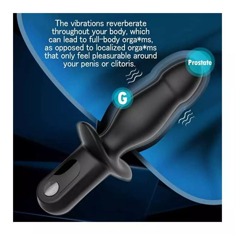 Vibrating Anal Plug with Anal Beads - Butt Plug Sex Toy with Safety Handle for Male Prostate Massager, 10 Powerful Vibration Sof