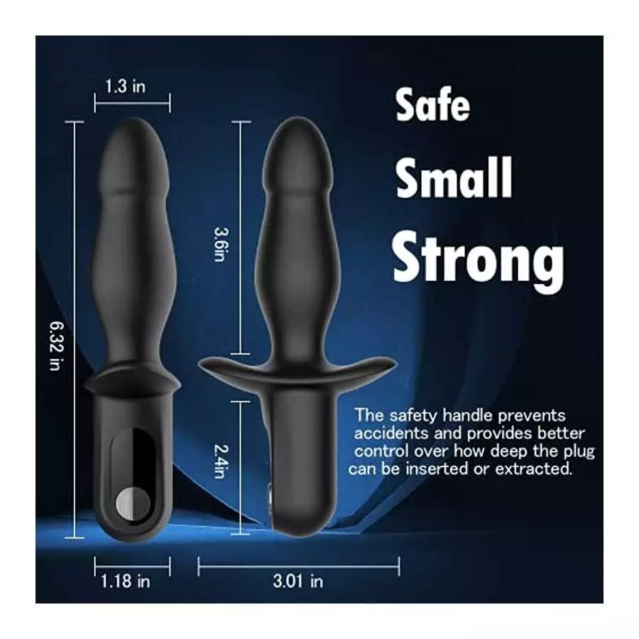 Vibrating Anal Plug with Anal Beads - Butt Plug Sex Toy with Safety Handle for Male Prostate Massager, 10 Powerful Vibration Sof