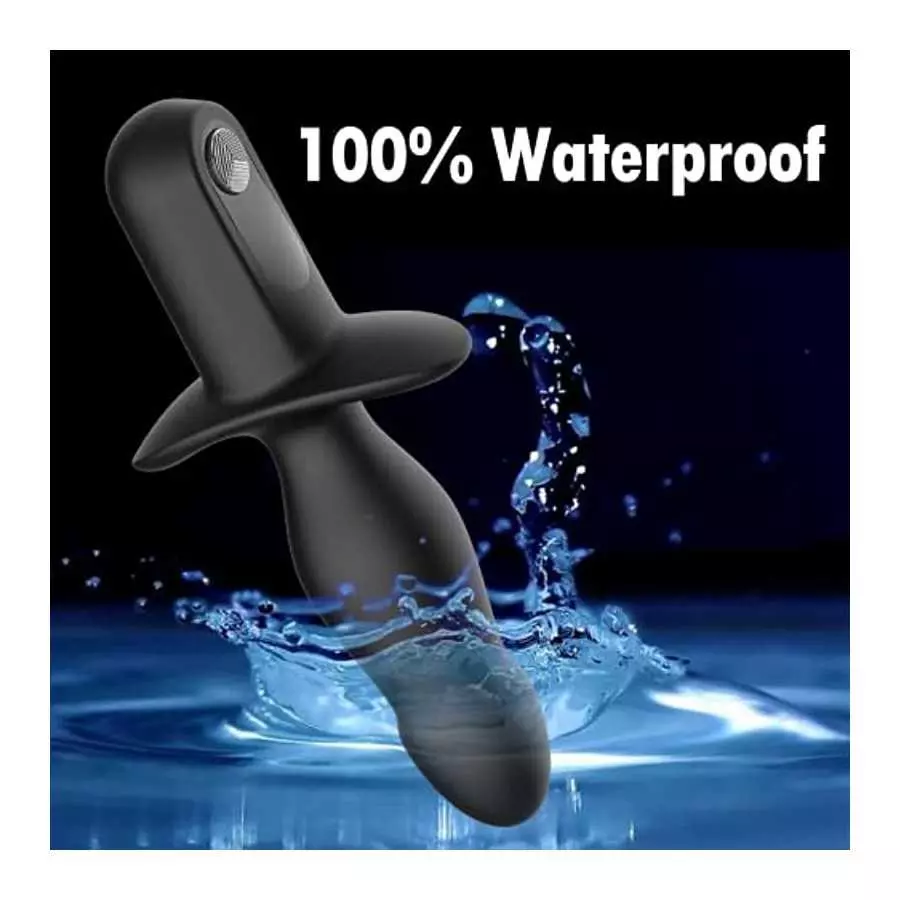 Vibrating Anal Plug with Anal Beads - Butt Plug Sex Toy with Safety Handle for Male Prostate Massager, 10 Powerful Vibration Sof