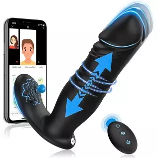 Thrusting Anal Vibrator Sex Toys Prostate Massager, APP & Remote Control Anal Plug with 6 Thrusting & 6 Vibrating, Vibrating But