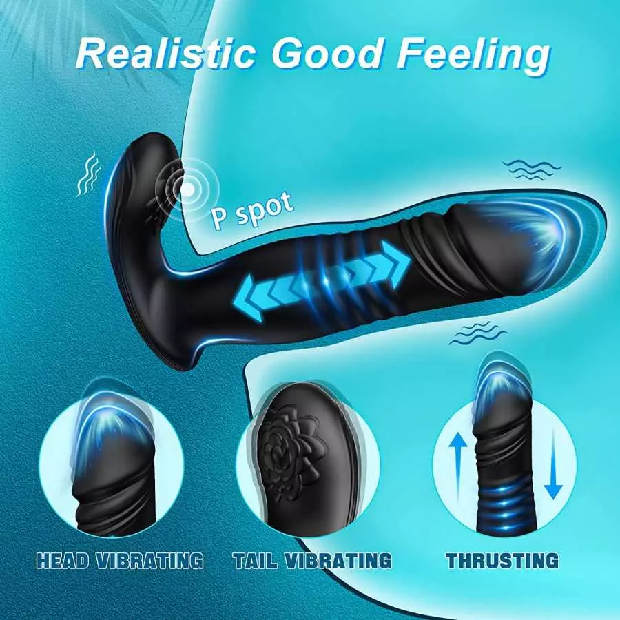 Thrusting Anal Vibrator Sex Toys Prostate Massager, APP & Remote Control Anal Plug with 6 Thrusting & 6 Vibrating, Vibrating But