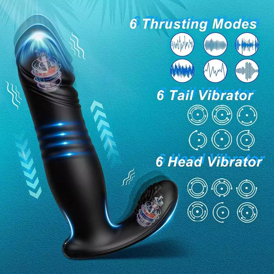 Thrusting Anal Vibrator Sex Toys Prostate Massager, APP & Remote Control Anal Plug with 6 Thrusting & 6 Vibrating, Vibrating But