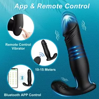 Thrusting Anal Vibrator Sex Toys Prostate Massager, APP & Remote Control Anal Plug with 6 Thrusting & 6 Vibrating, Vibrating But