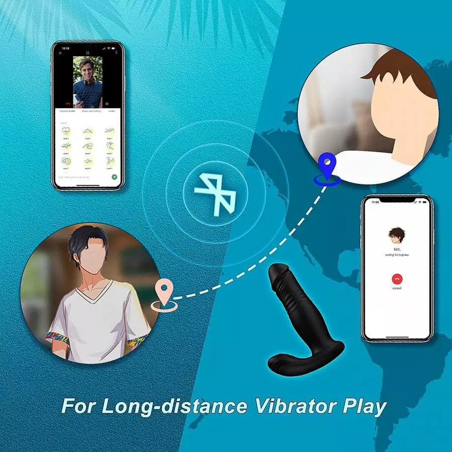 Thrusting Anal Vibrator Sex Toys Prostate Massager, APP & Remote Control Anal Plug with 6 Thrusting & 6 Vibrating, Vibrating But