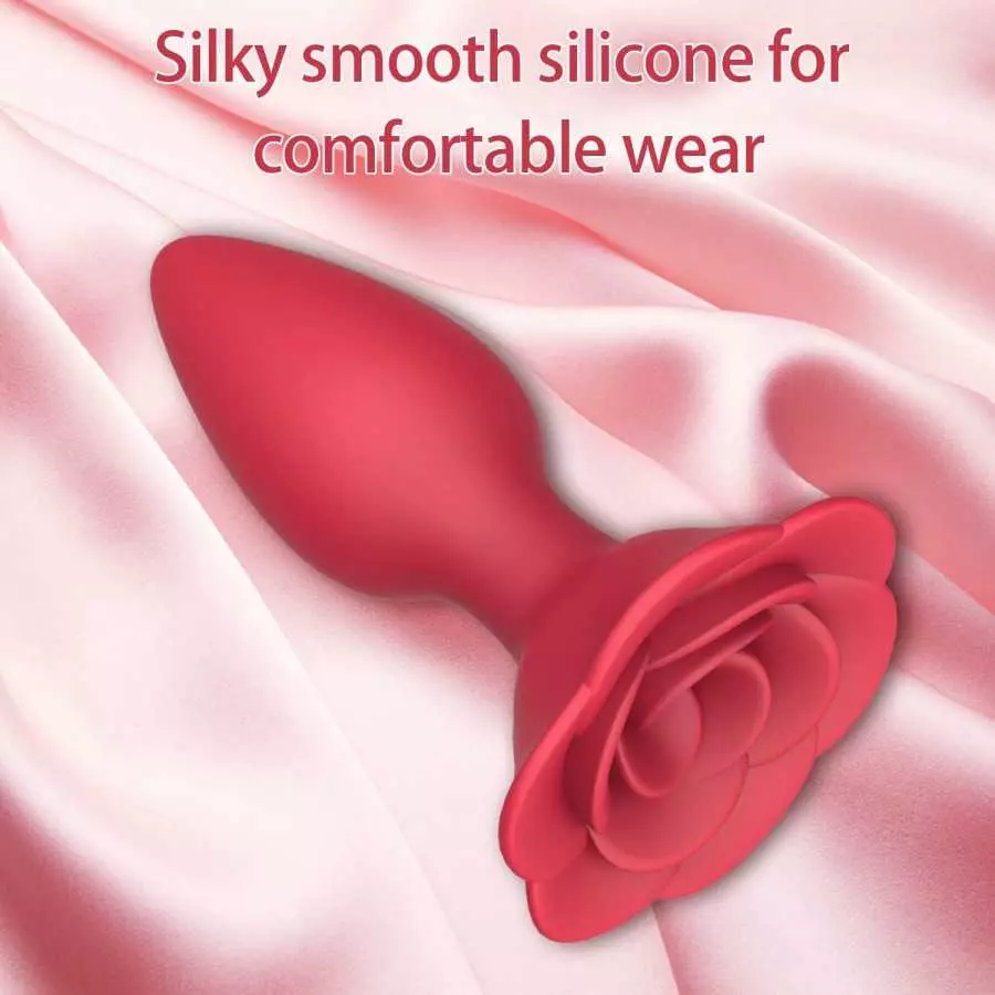Rose Anal Plug Silicone Butt Plug for Anal Play, Anal Sex Toy Waterproof Adult Toy for Women Pleasure Red