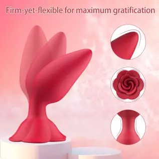 Rose Anal Plug Silicone Butt Plug for Anal Play, Anal Sex Toy Waterproof Adult Toy for Women Pleasure Red