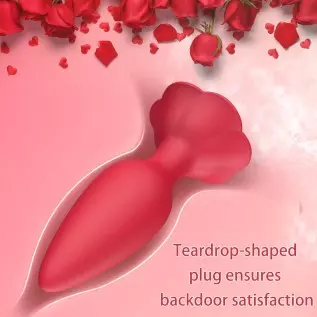 Rose Anal Plug Silicone Butt Plug for Anal Play, Anal Sex Toy Waterproof Adult Toy for Women Pleasure Red