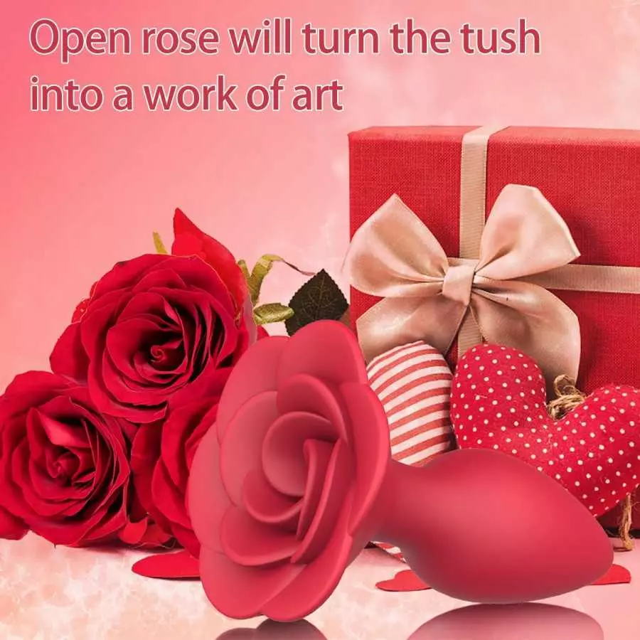Rose Anal Plug Silicone Butt Plug for Anal Play, Anal Sex Toy Waterproof Adult Toy for Women Pleasure Red