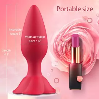 Rose Anal Plug Silicone Butt Plug for Anal Play, Anal Sex Toy Waterproof Adult Toy for Women Pleasure Red