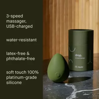 Maude Drop in Grey - 3 Speed USB Powered Mini Massager - 100% Platinum Grade Silicone Personal Massager - Easy-to-Use Water Resi