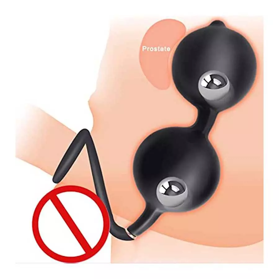 Inflatable Butt Plug Inflatable Anal Plug Built-in Two Vibrating Steel BallsInflatable Butt Anal Pump,Silicone Expandable Anal S