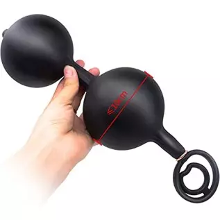 Inflatable Butt Plug Inflatable Anal Plug Built-in Two Vibrating Steel BallsInflatable Butt Anal Pump,Silicone Expandable Anal S