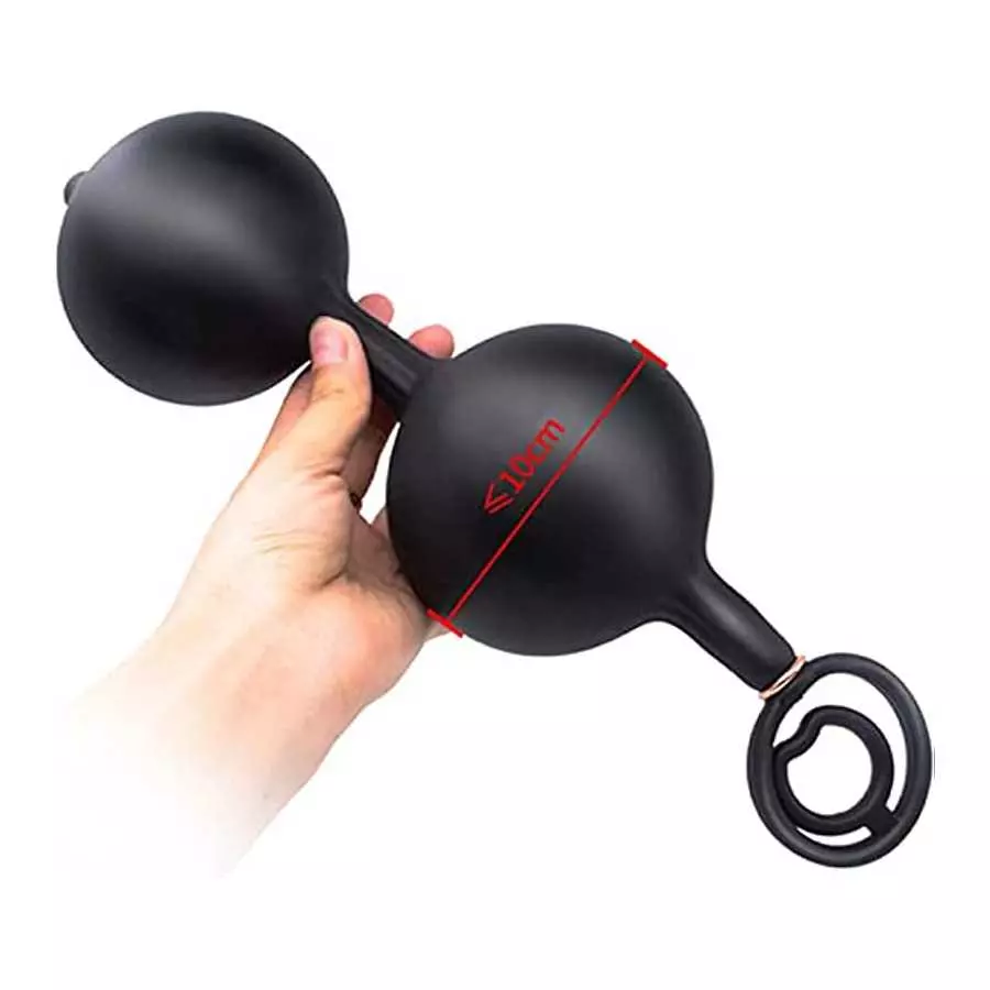 Inflatable Butt Plug Inflatable Anal Plug Built-in Two Vibrating Steel BallsInflatable Butt Anal Pump,Silicone Expandable Anal S