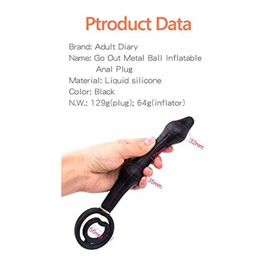 Inflatable Butt Plug Inflatable Anal Plug Built-in Two Vibrating Steel BallsInflatable Butt Anal Pump,Silicone Expandable Anal S