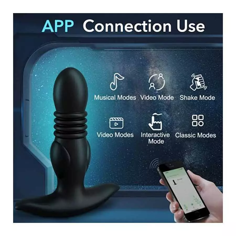 Ultrafast Thrusting Anal Plug Vibrator - Vibrating Butt Plug with App & Remote Control, Adult Male Sex Toys & Games for Womens M