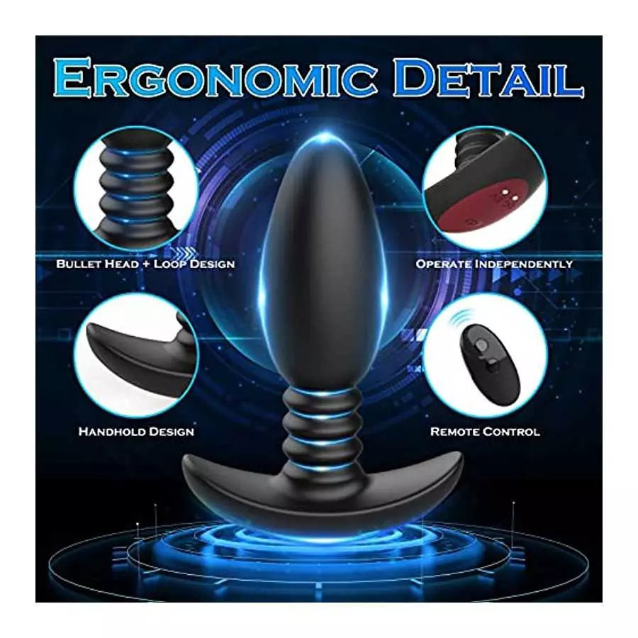 Prostate Massager Anal Vibrator, Anal Plug Vibrating with 10 Vibration Modes, Remote Control Anal Dildo Butt Plug, P Spot Massag