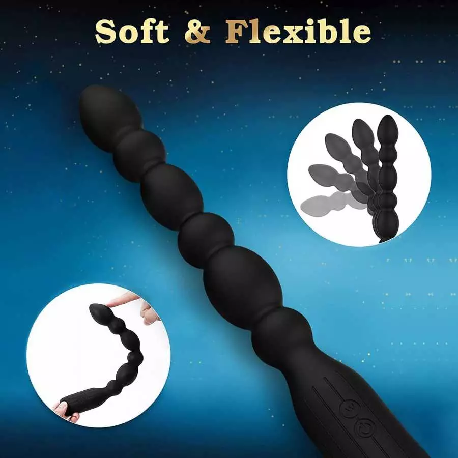 Vibrating Anal Beads Butt Plug, Sex Toys Flexible Silicone 10 Vibration Modes Graduated Design Prostate Massager Bullet Vibrator