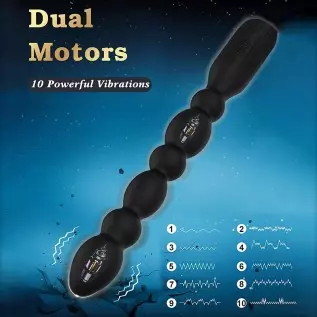 Vibrating Anal Beads Butt Plug, Sex Toys Flexible Silicone 10 Vibration Modes Graduated Design Prostate Massager Bullet Vibrator