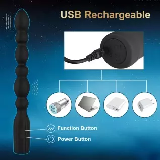 Vibrating Anal Beads Butt Plug, Sex Toys Flexible Silicone 10 Vibration Modes Graduated Design Prostate Massager Bullet Vibrator