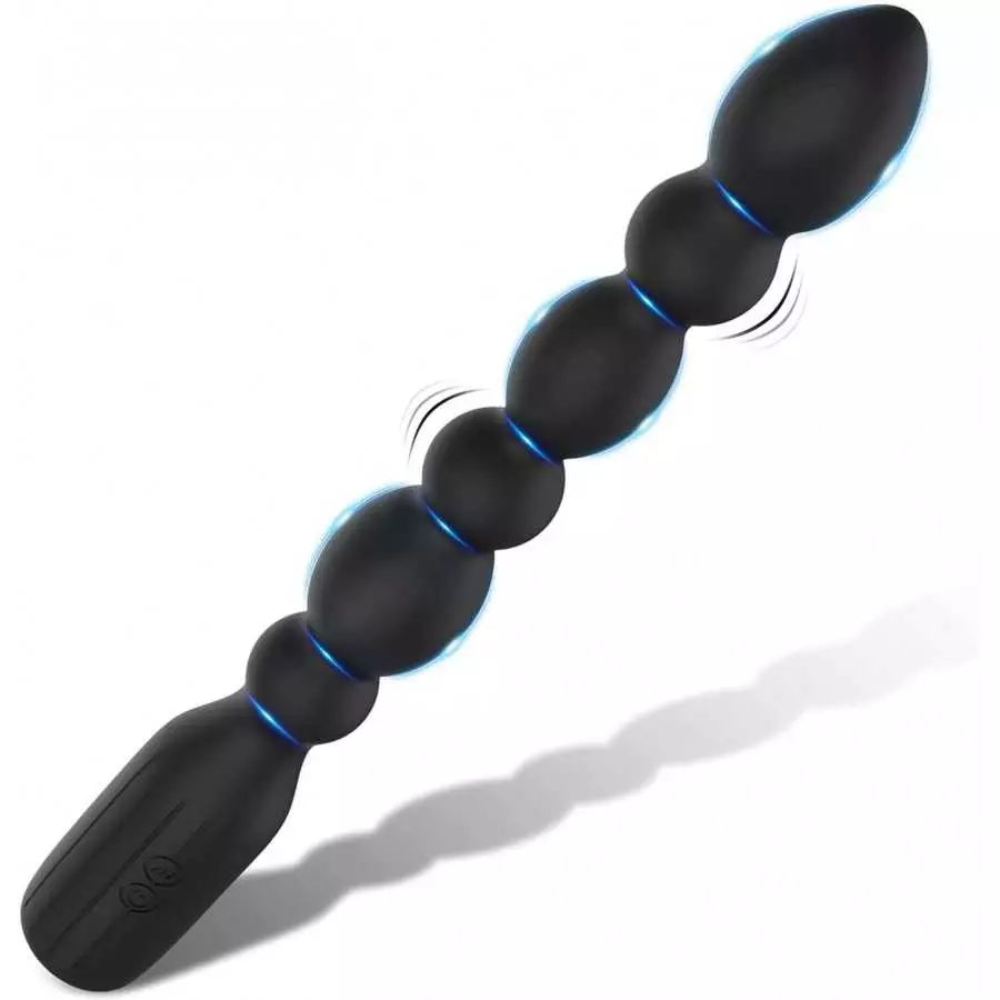 Vibrating Anal Beads Butt Plug, Sex Toys Flexible Silicone 10 Vibration Modes Graduated Design Prostate Massager Bullet Vibrator