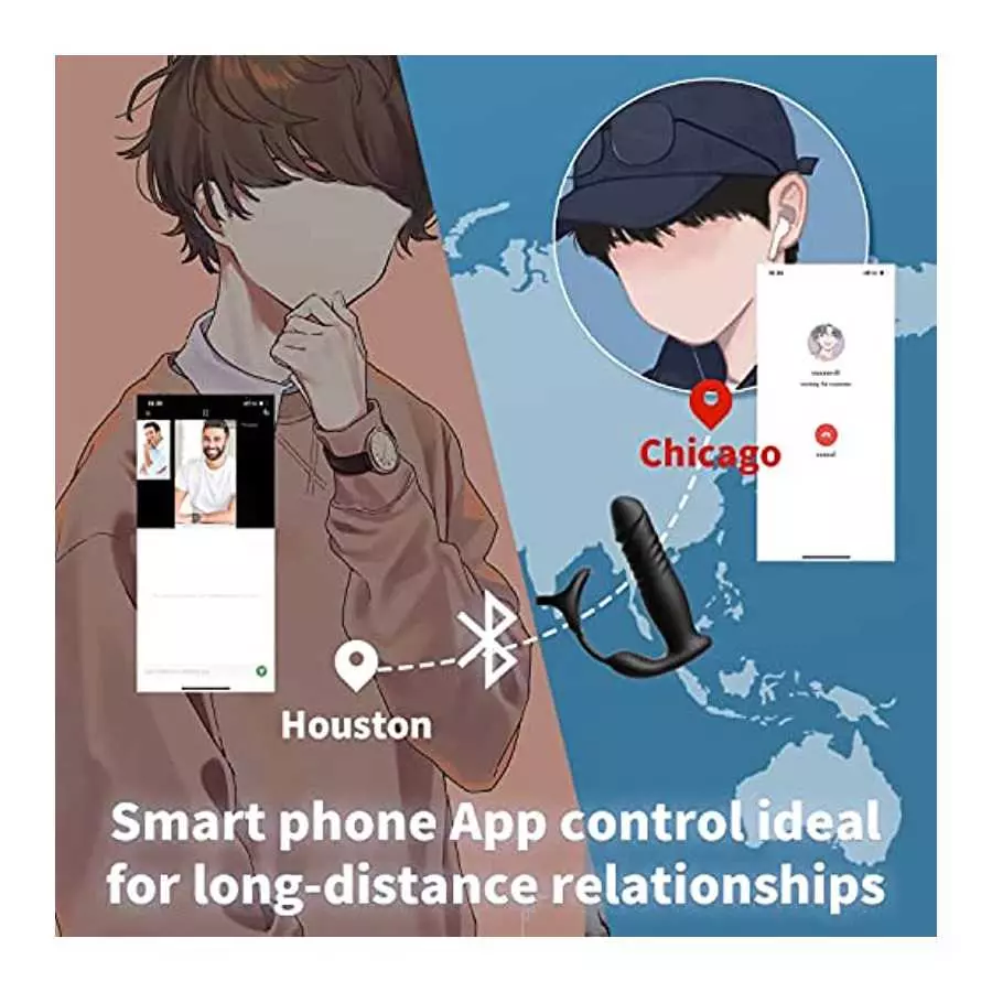 Thrusting Dildo Sex Toys Prostate Massager with Penis Ring Vibrating Cock Ring 6 Vibrating & 6 Thrusting Modes Anal Plug Male Se