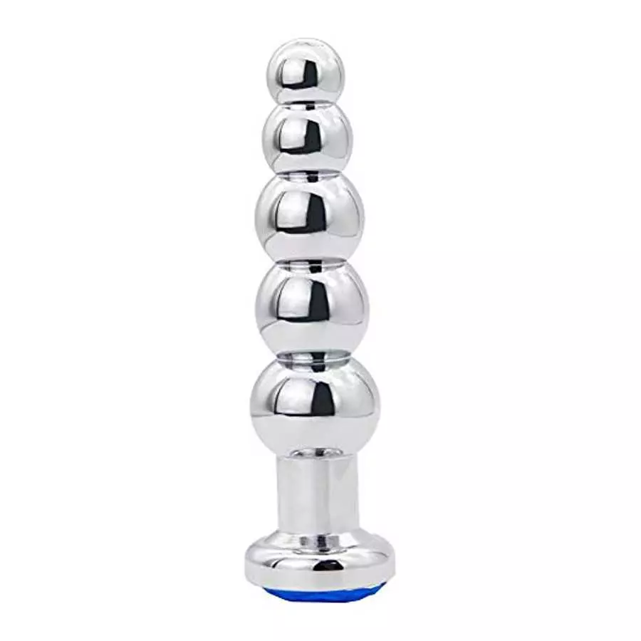 Anal Plug Gem Anal Beads - 5 Beads Metal Butt Plug Pleasure Wand Anal Sex Toys for Men and Women Romi