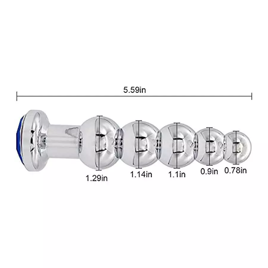 Anal Plug Gem Anal Beads - 5 Beads Metal Butt Plug Pleasure Wand Anal Sex Toys for Men and Women Romi
